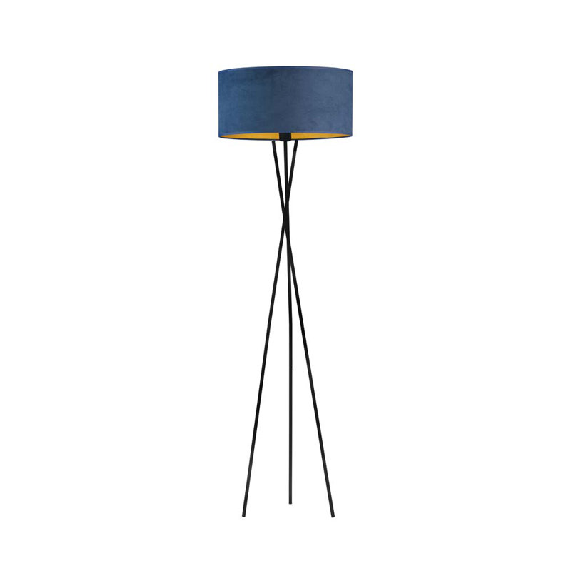 Cormican 160cm Tripod Floor Lamp, Navy Blue/Gold, Black
