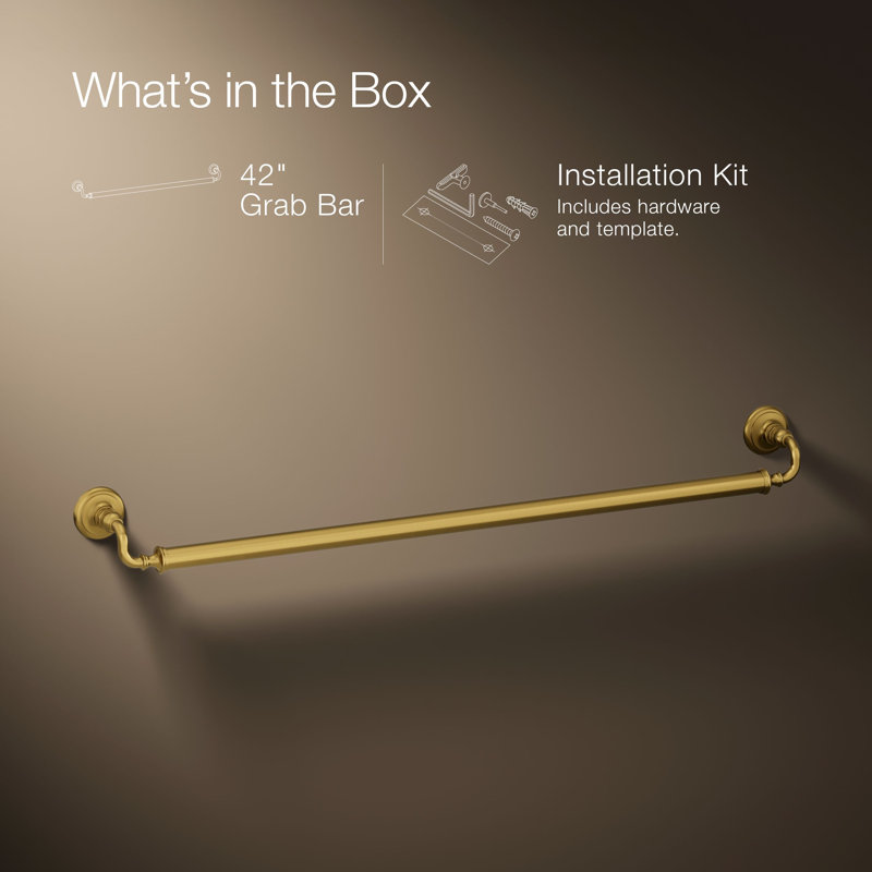 Artifacts Grab Bar, 42"W, Vibrant Brushed Modern Brass