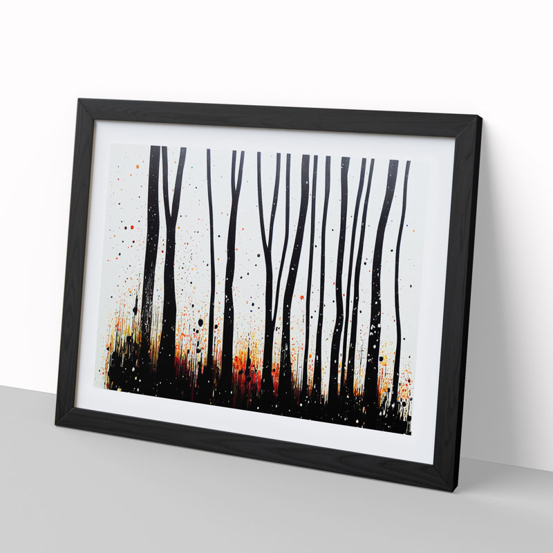 Forest Splatter Vol.3 1 Piece Single Picture Frame Painting, 34cm H x 46cm W x 2cm D, Black