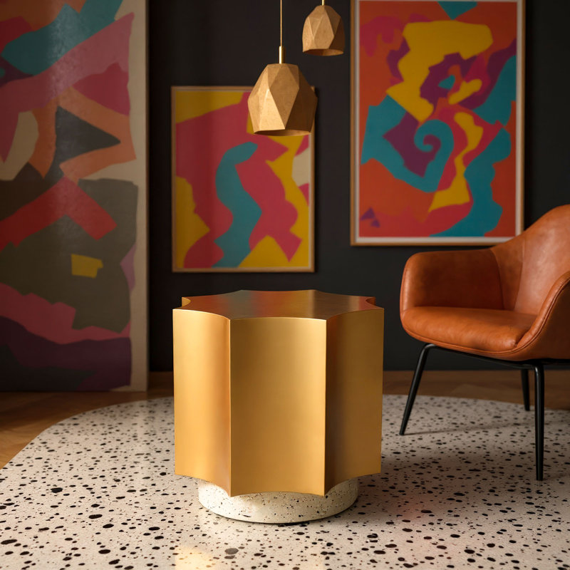 Table d'appoint Osam doré et beige
