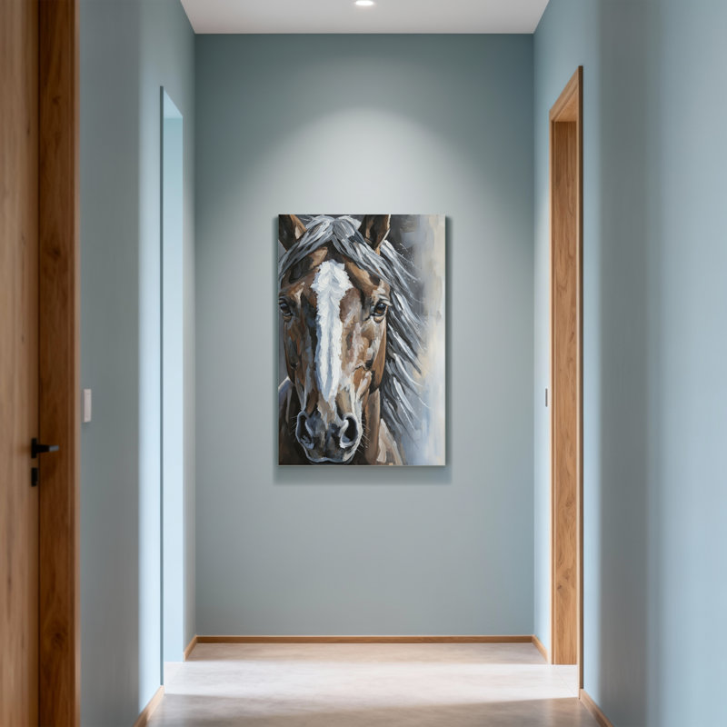 Portrait d'animaux avec une flamme blanche et une crinière grise, H 18 po x l 12 po