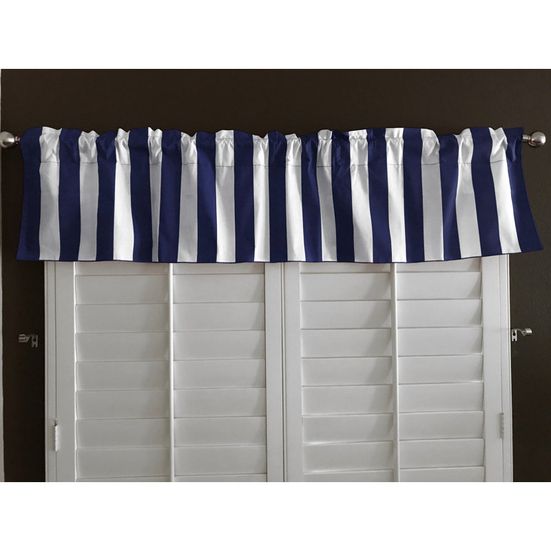 Lashea Cotton Blend Striped Tailored Window Valance, 58" W x 18" L, Navy/White