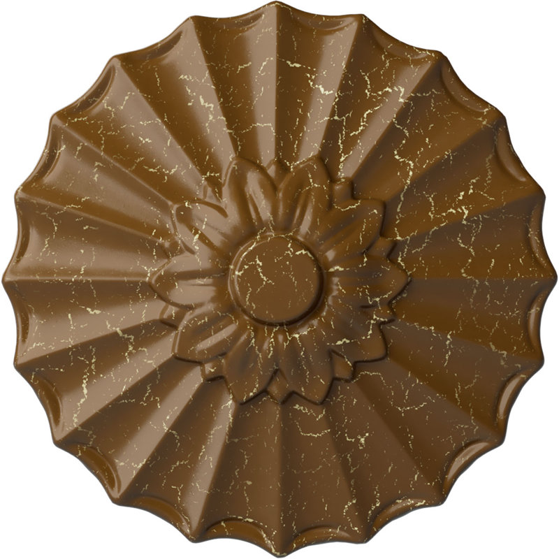 Médaillon de plafond l 9 po x P 1,375 po Shakuras, Craquelure topaze fumée