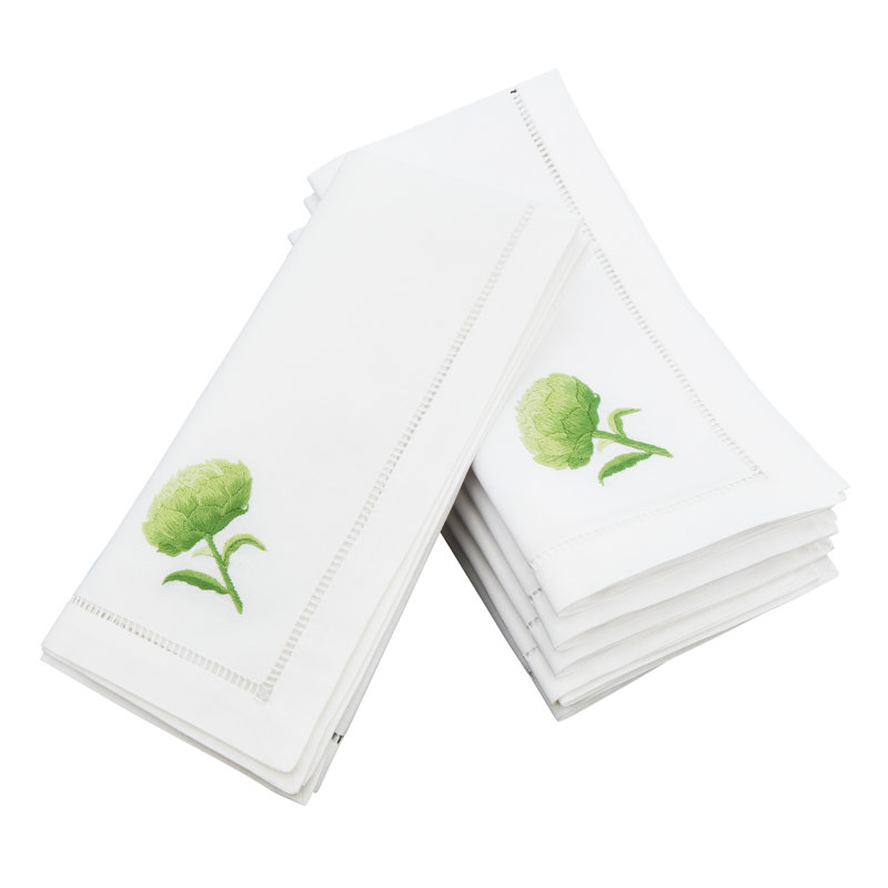 Serviette en coton 20 po brodéed artichauts point ajouré Largay