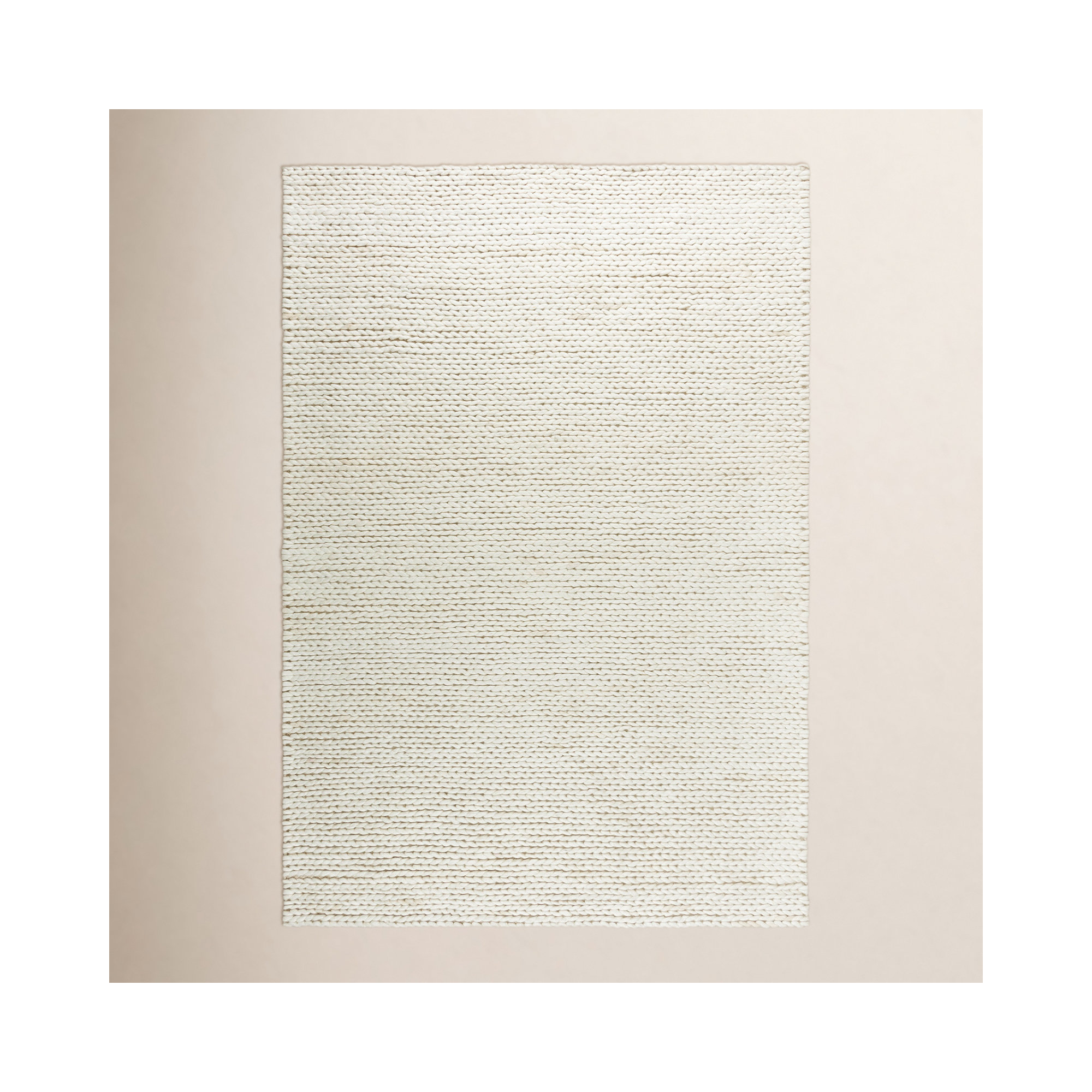 Hiram Handmade Wool Beige Rug, Rectangle 7'9" X 9'9"