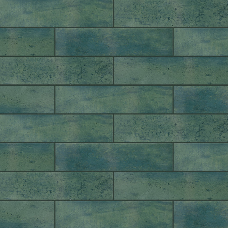 Capri 3" x 10" Porcelain Stone Look Subway Wall Floor Use Tile, Green