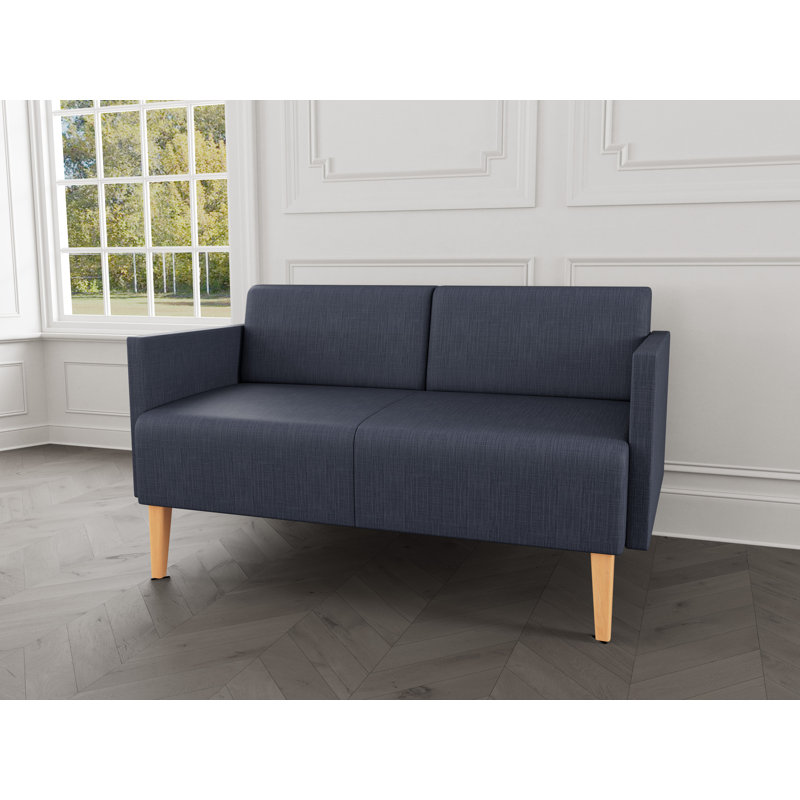 Causeuse de réception Luxe Lounge, Plot Line bleu marine, Bois naturel