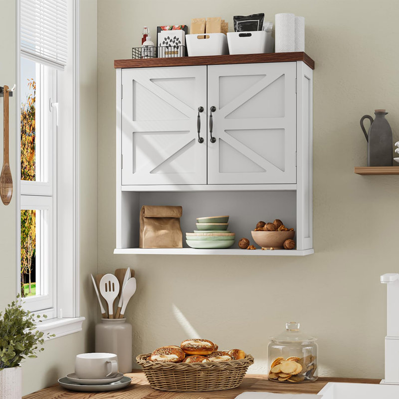 Farmhouse Bathroom Cabinet Wall Mounted, White