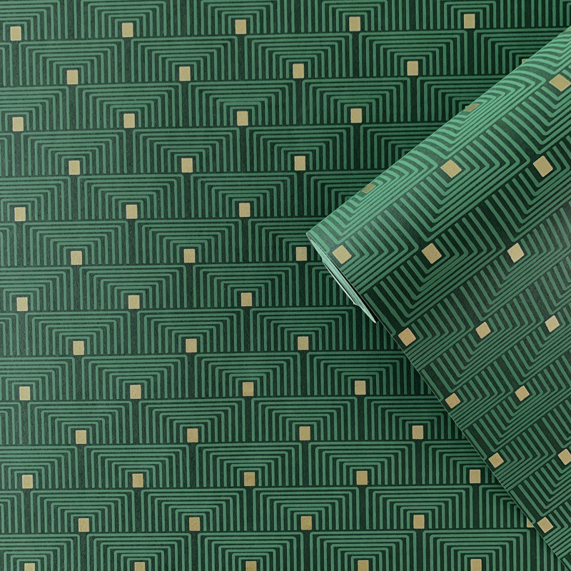 Rouleau de papier peint géométrique Boutique, Vert