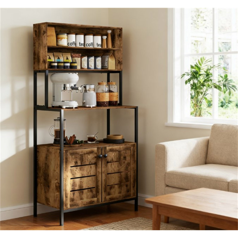 Support avec prise de courant et tablettes de rangement, pratique pour votre maison, Brun