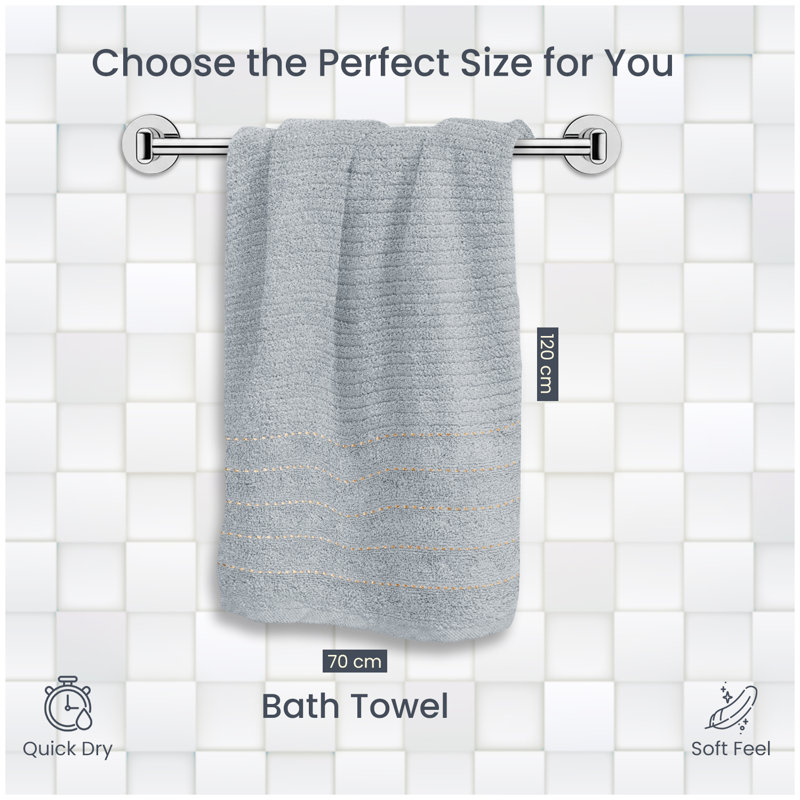 Pack of 4 Ribbed Cotton Towels, Hand, Bath Towels & Sheets, Premium Soft Feel, Quick Dry & Highly Absorbent Towelette, Silver