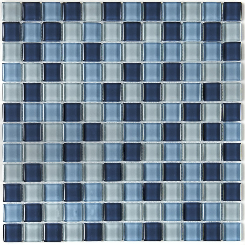 Carreau de mosaïque murale en verre 1 "x 1" Geneva, Blues d'hiver