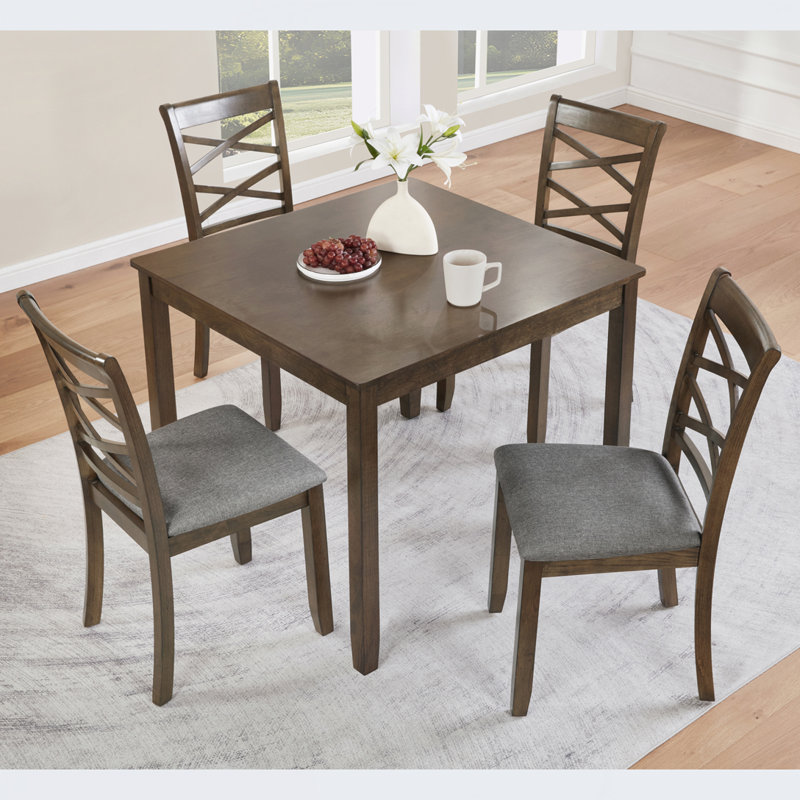 5-piece Wooden Dining Table Set with 4 Chairs