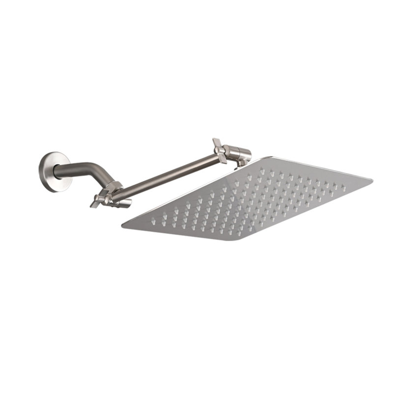 10" Square Rainfall & High Pressure Stainless Steel Bath Shower Head, Brushed Nickel