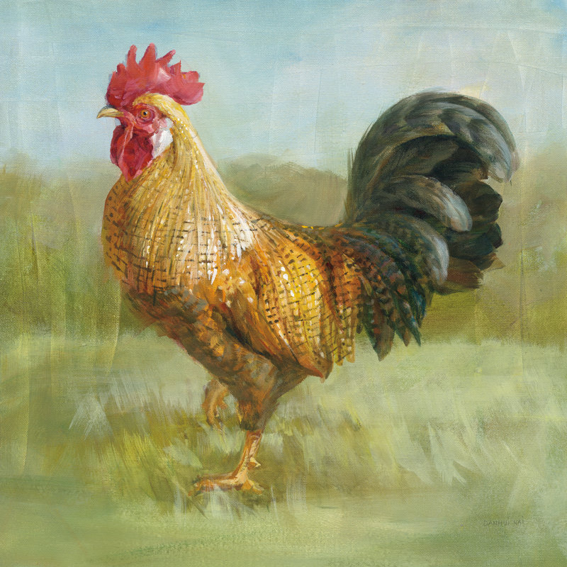 Noble Rooster II by Danhui Nai - Wrapped Canvas Painting, 91cm H x 91cm W x 3.8cm D