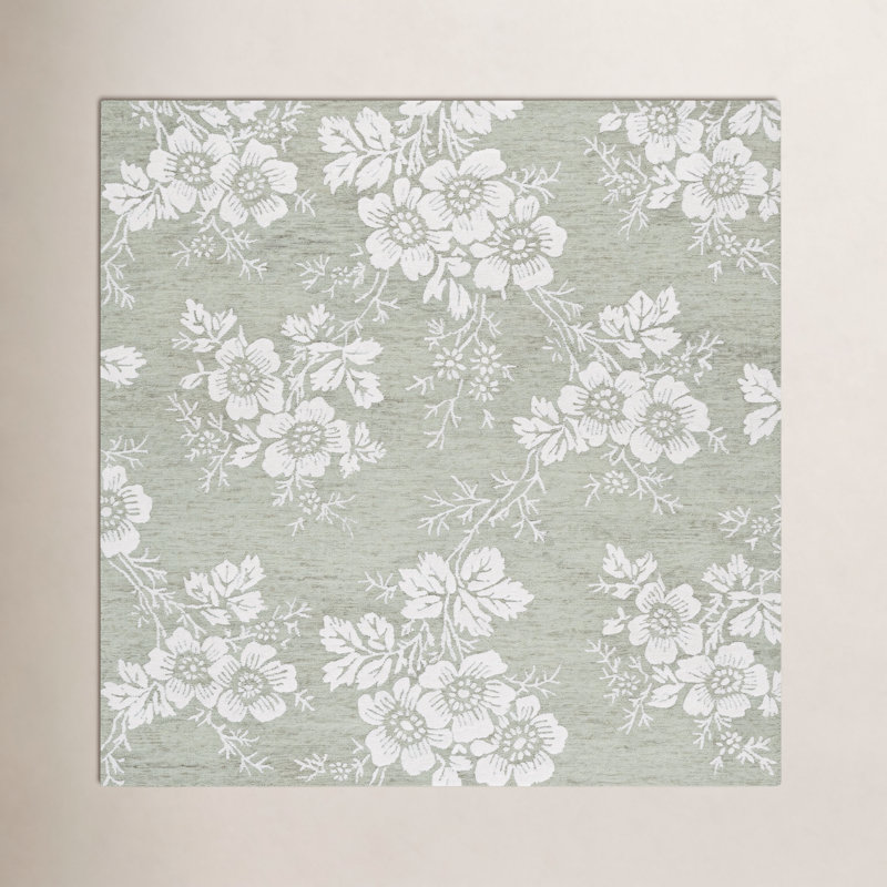 Hand-Tufted Wool Floral Rug, Square 6'
