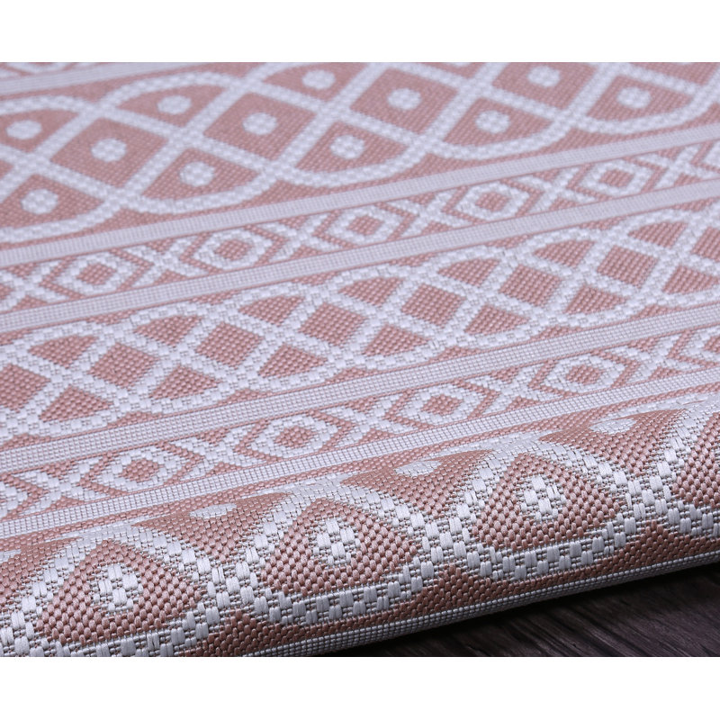 Tapis rose / mauve en polypropylène tissé à la machine Rectangle Chande, Rectangle 5 pi 3 po x 7 pi 6 po