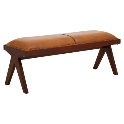 Waylan Genuine Leather Upholstered Bench