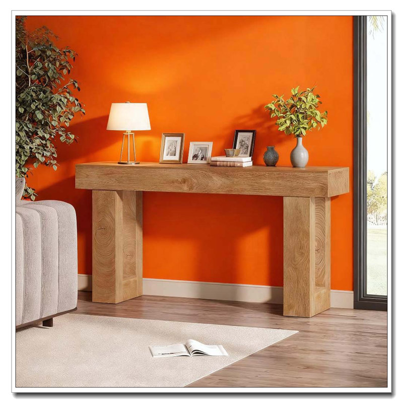 Wooden Console Table, Sofa Side Table, Living Room Table, Natural