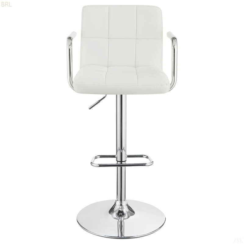 Tabouret de bar blanc à hauteur réglable et chrome