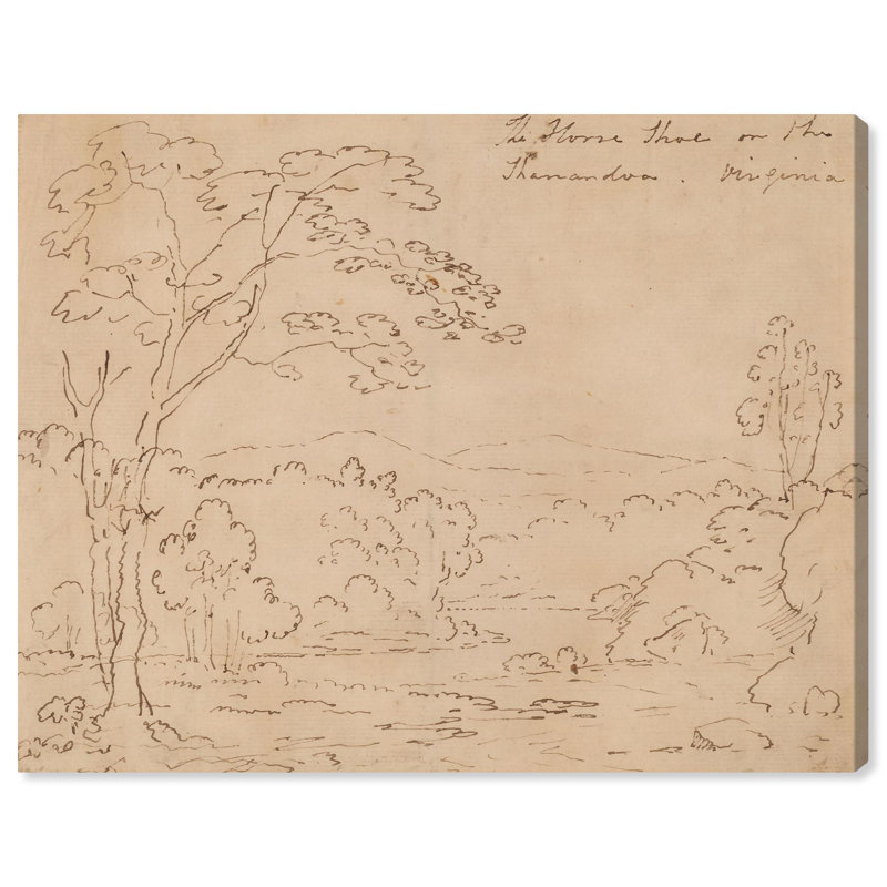 Art Remedy, croquis sur toile, fer à cheval sur Shenandoah, Virginie, États-Unis, H 16 po x l 20 po, Toile tendue