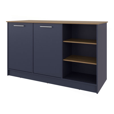 Red Rock Kitchen Island With 2 Doors And Open Storage