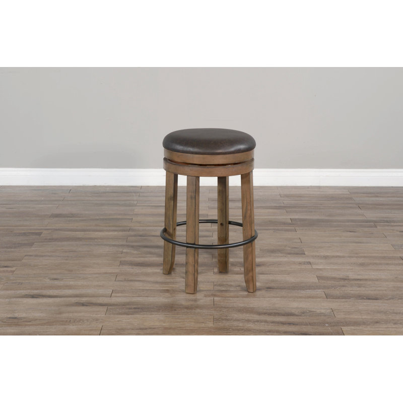 Schneck Swivel Upholstered Counter Stool with Solid Wood Frame, Bar Stool (30" Seat Hight), Buckskin