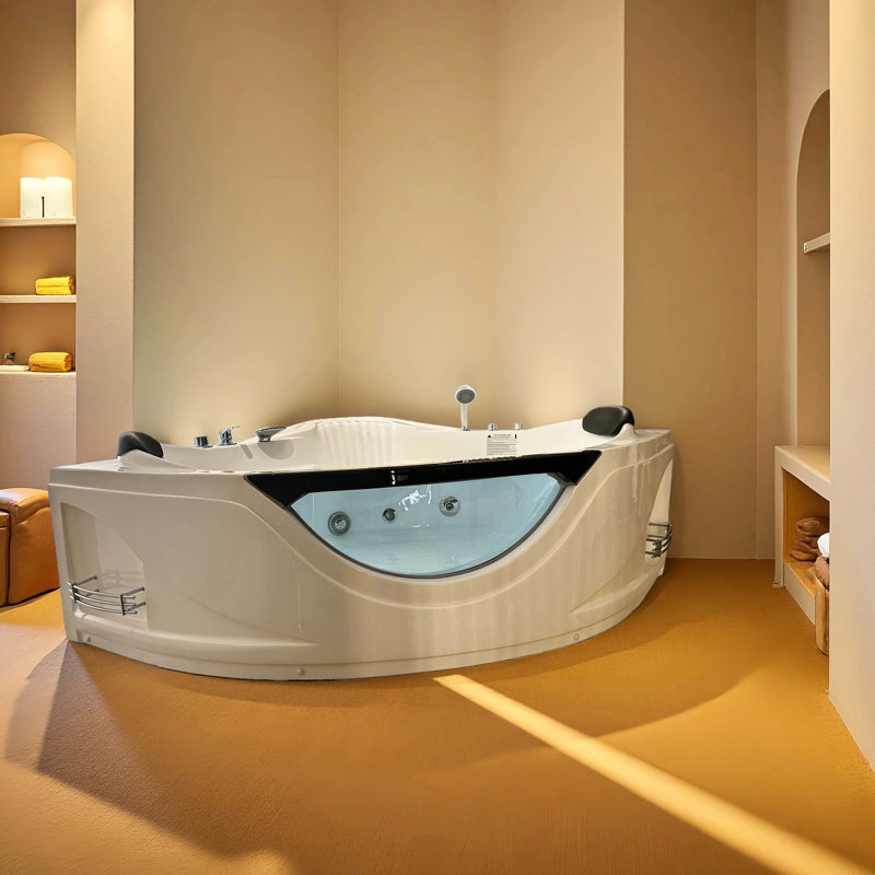 Luxury 2 - Person Jetted Bathtub With 6 Hydro Massage Jets, , And System, Creating A Relaxing Spa Atmosphere Corner Tub Comfortable Recline, Enhancing Your Relaxation Mood