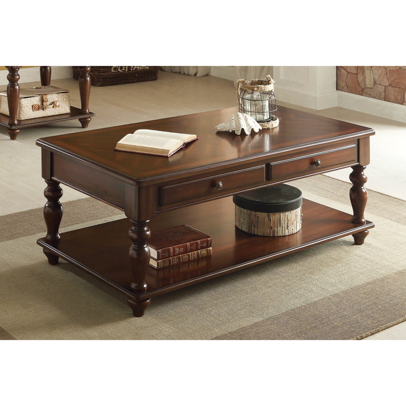Table basse en noyer avec plateau relevable