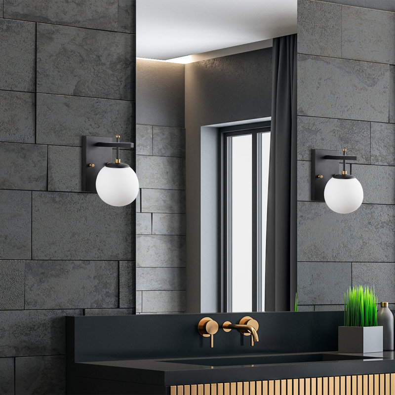 Stylish Wall Lamp, Metal Body with Glass Cap, 5.9 x 7.9 x 5.9 inches | Base Plate: 4.7 x 7.9 x 0.8 inches | E14 Socket, Max 40W | Black, Antique & White Finish | Perfect for Hotel, Industrial, Scandinavian Decor