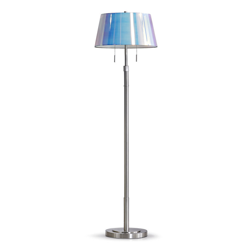 Lampe sur pied traditionnelle 67 po Maramastall, Bleu / blanc, Nickel brossé