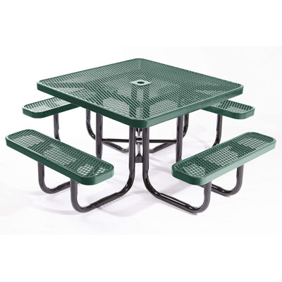 COATEDOUTDOORFURNITURE 46In Square Picnic Table, Expanded, Green