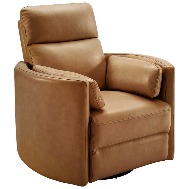Ensemble de deux fauteuils inclinables et pivotants, Cuir fleur rétro rétro caramel