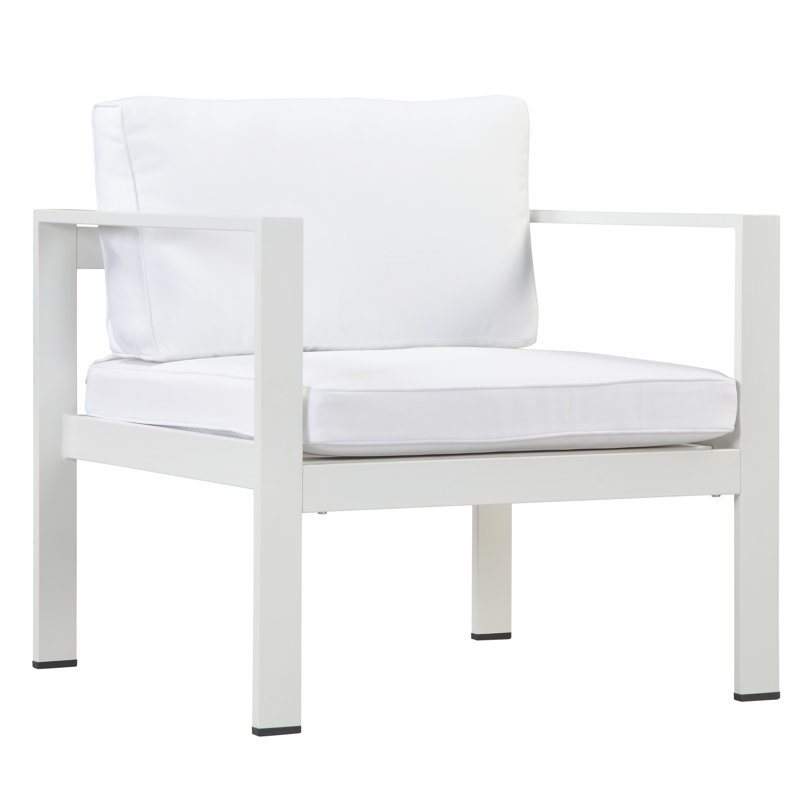 Aynura Modern Aluminum Outdoor Lounge Chair with Cushions, White