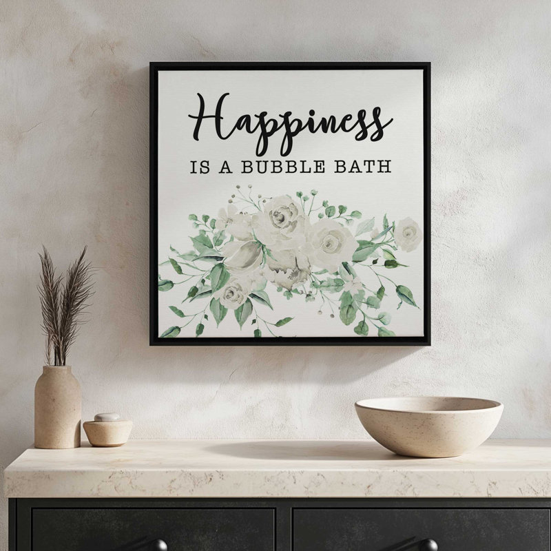 «Happiness is a Bubble Bath» par Masey St. Studios, reproduction d'art, 30 W x 30 H, White, Framed Canvas
