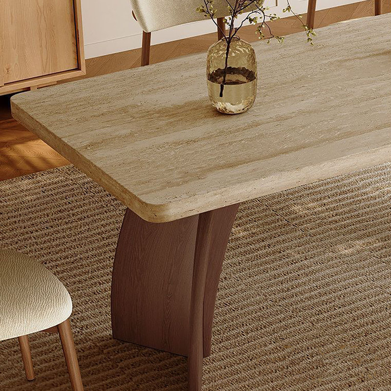 Table Mid-Century en pierre frittée, H 29,5 po x l 63 po x P 31,5 po