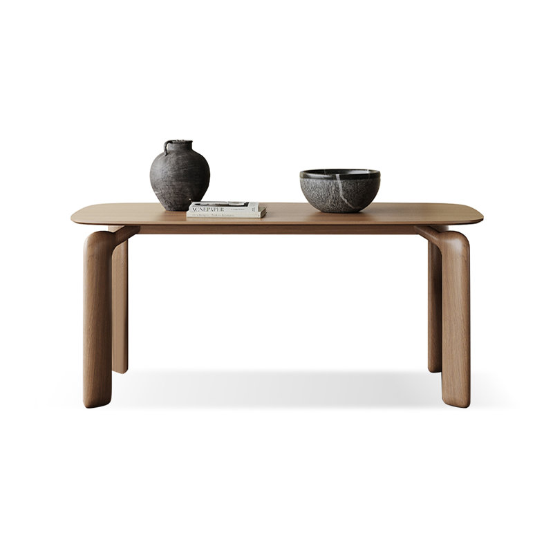 Table de salle à manger rectangulaire en bois massif brun, H 29,53 po x L 55,12 po x l 31,5 po