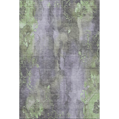Premium Machine Washable Crestover AMF1869 Floral Rug