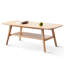 Table basse rectangulaire en chêne massif, 32,12 po de profondeur, 19,9 de largeur, double couche de rangement, table centrale en bois facile à nettoyer pour le salon, forme de bureau triangulaire, sol de 8 po, assemblage sans effort