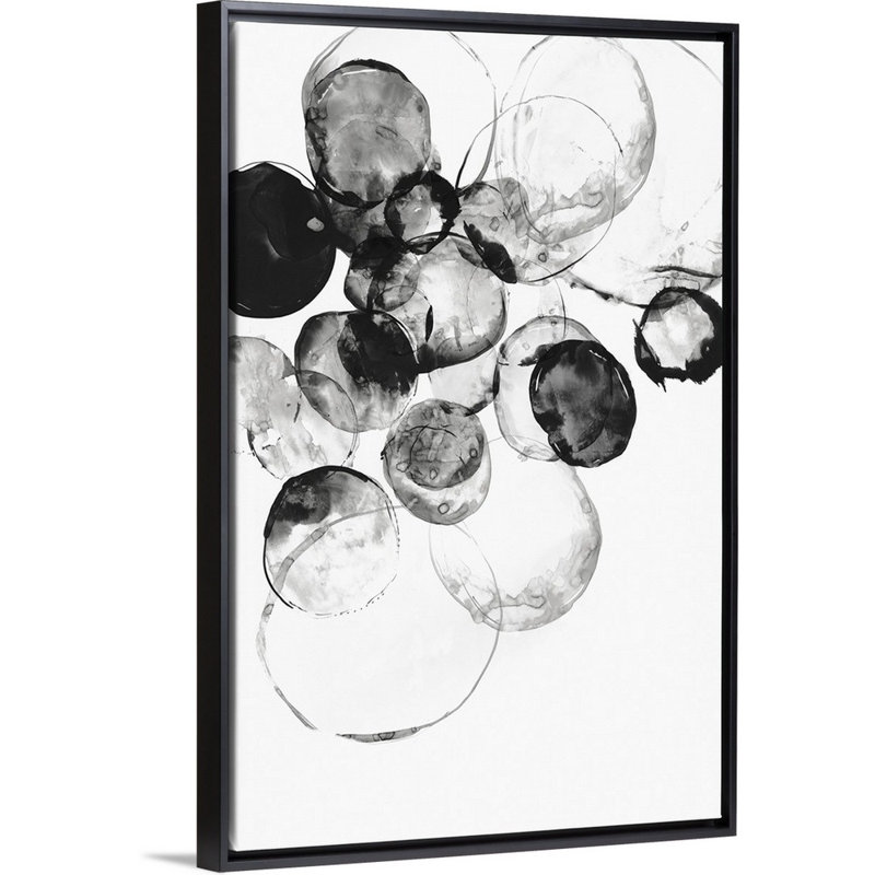 "Bagues noires I", reproduction d’art sur toile, Cadre noir, H 20 po x l 14 po x P 1,75 po