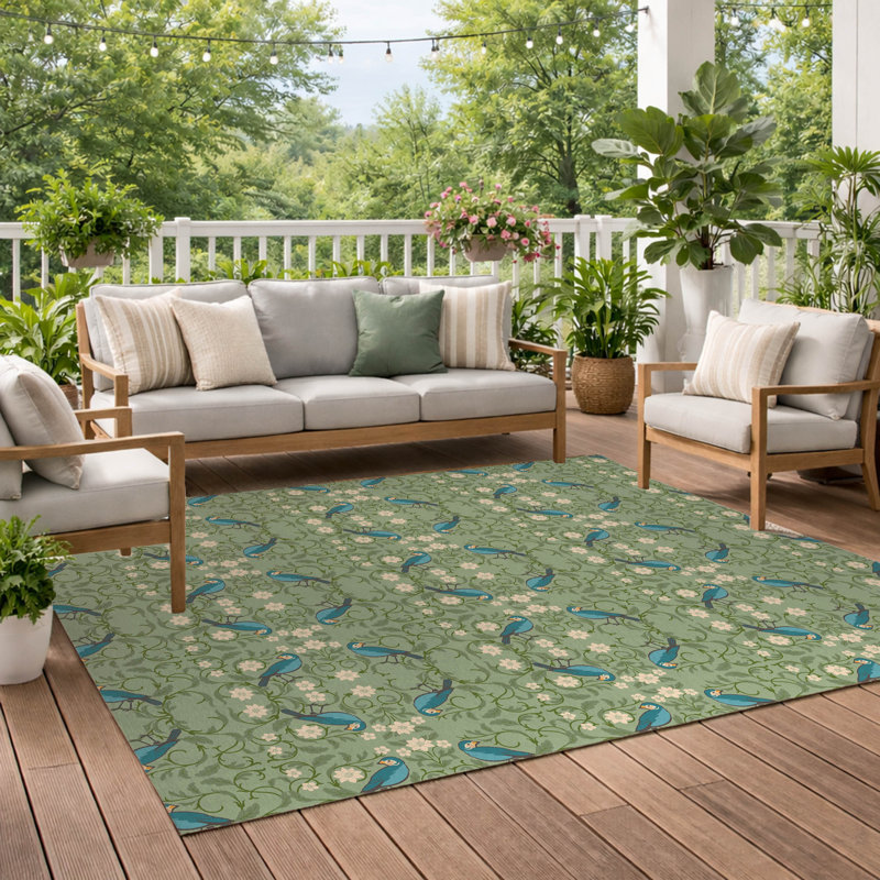 Tweetie Soft Step Outdoor Area Rug, Sage, Rectangle 3' x 2'