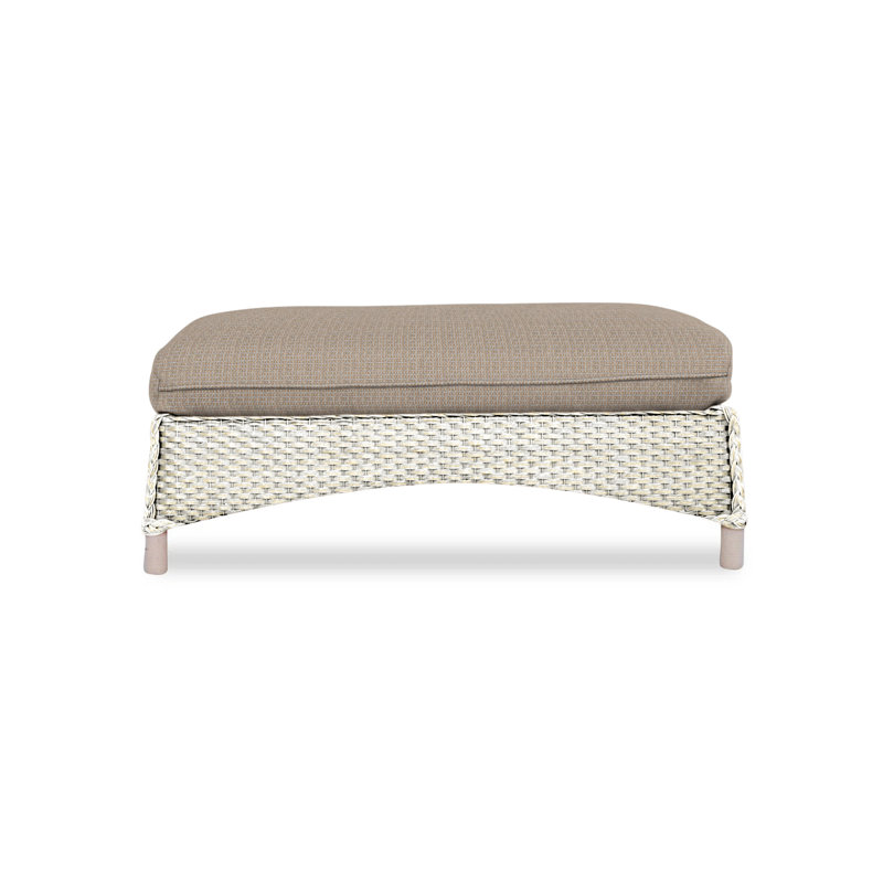 Mandalay Outdoor Ottoman, White, Demo Oatmeal