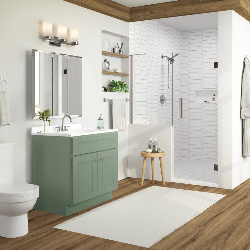 Evergreen Fog 30-Inch Freestanding Wood Bathroom Vanity