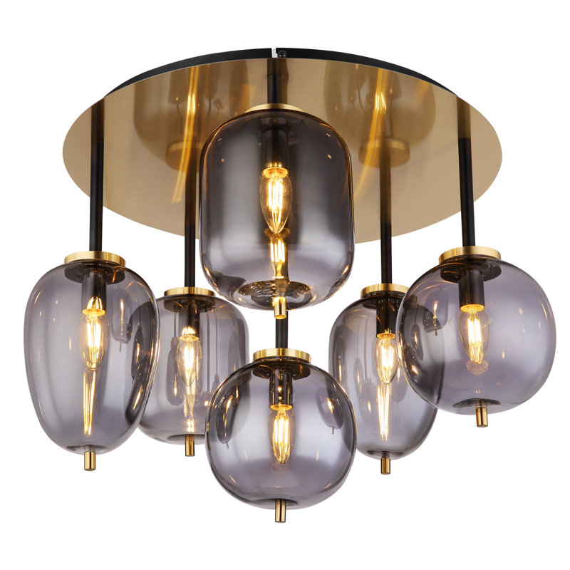 Mikasa Glass Flush Mount, Brass