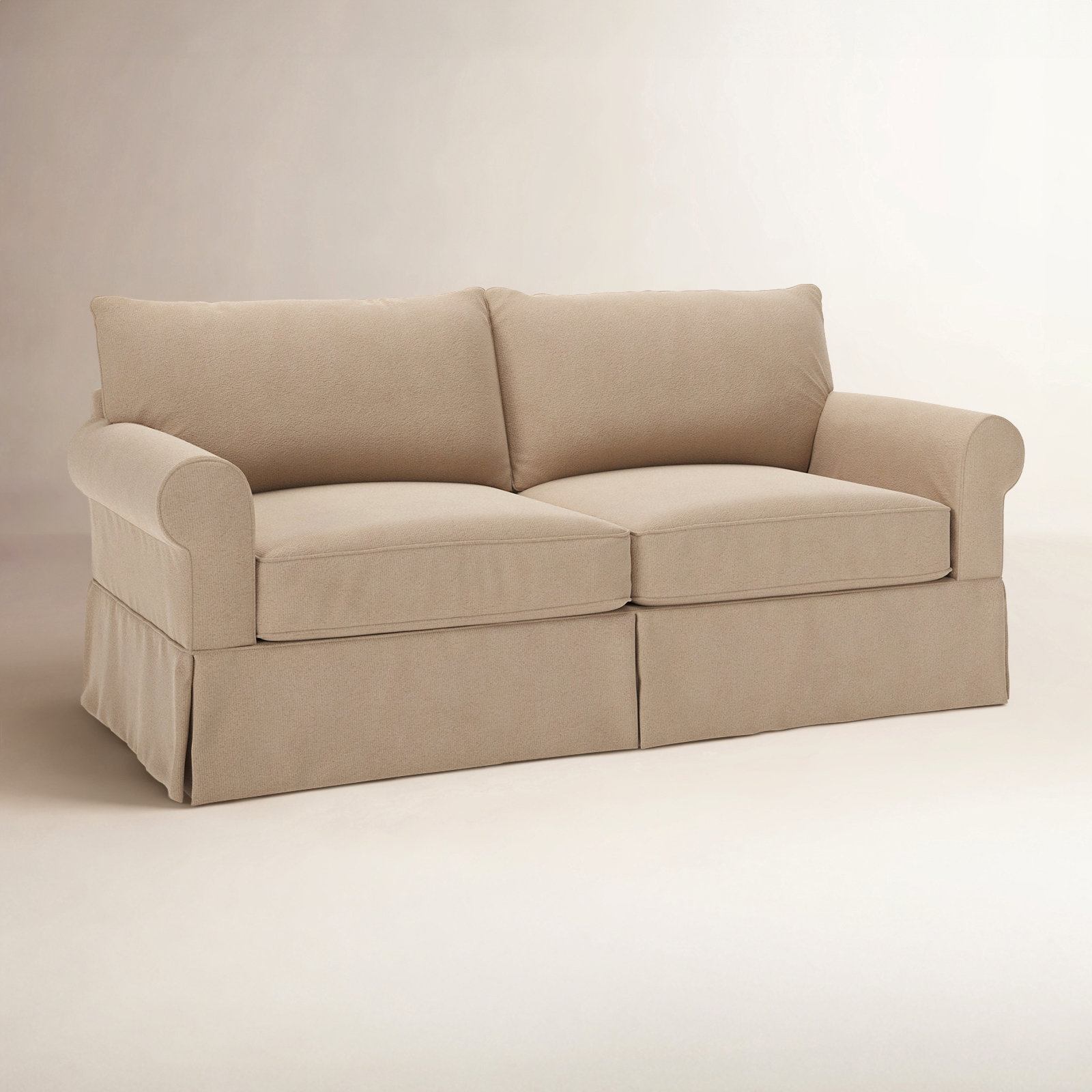 Amari 83'' Slipcovered Sofa, Bella Toast Performance Velvet