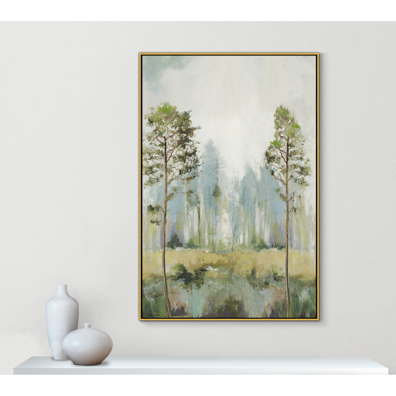 Teton "Tall Green Trees II" Print by Allison Pearce, 61.5" H x 41.5" W, Gold