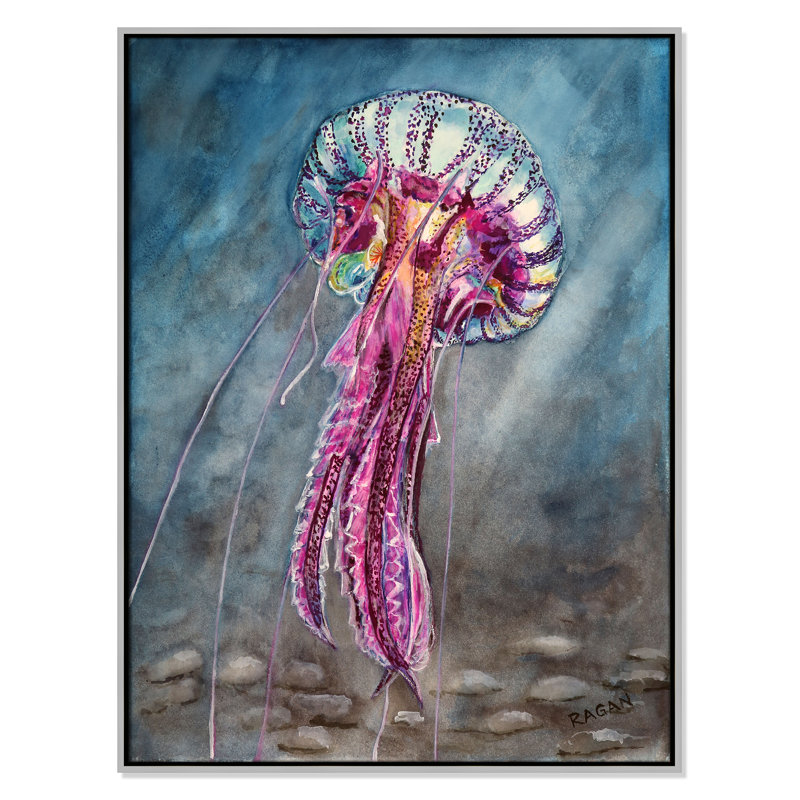 Imprimé «Jelly Fish» par Mike Ragan pour , Argent argent, H 41,5 po x l 31,5 po