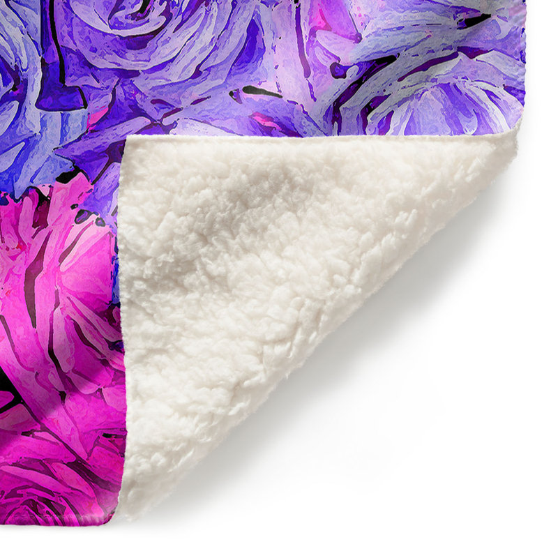  Jeté Roses, l 51 po x L 60 po, Mauve / Rose / Bleu