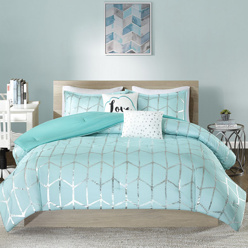 Édredon Elegant pour lit simple / simple TG - argenté, coussins décoratifs, élimination des plis et argent, microfibre ultra douce