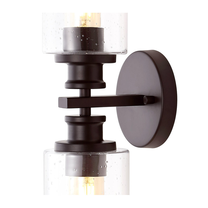 Barfield Edison Cylinder Iron/Seeded Glass Farmhouse Contemporary LED Wall Sconce, Oil Rubbed Bronze